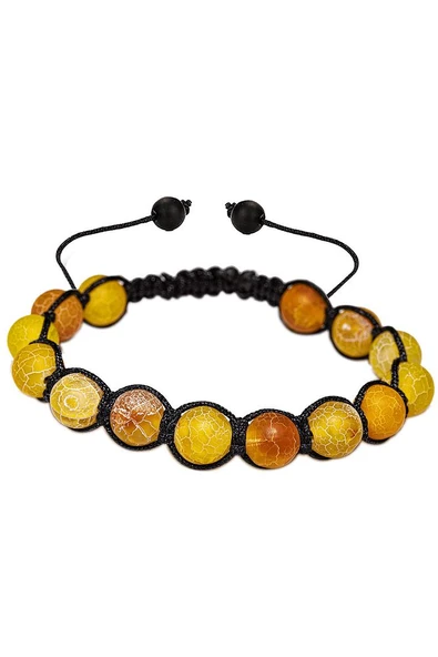 Sertifikalı Damarlı Ham Işlenmemiş Turuncu Akik Taşı Bileklik - Makrome - Resim 3