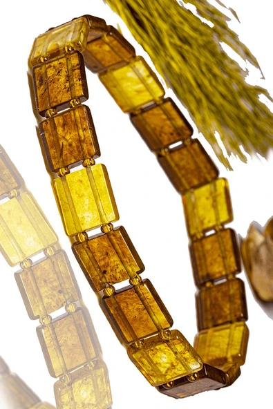 Üretici Sertifikalı Sarı Şeffaf Doğal Damla Kehribar Rolex Bileklik - Resim 2