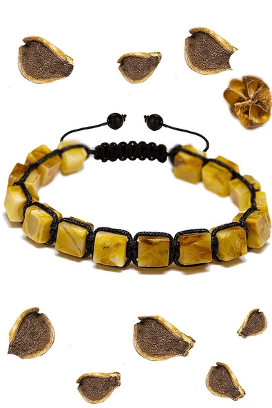 Sertifikalı Küp Kesim Sarı Doğal Damla Kehribar Bileklik (ukrayna) - Resim 2