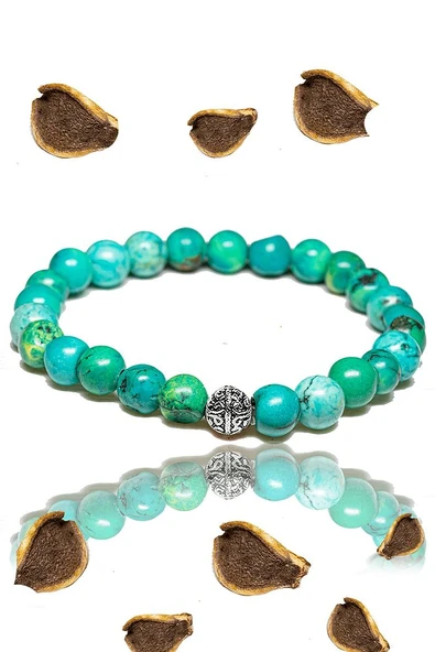 Sertifikalı Turkuaz Taşı Bileklik - Gümüş Aparatlı - Resim 2