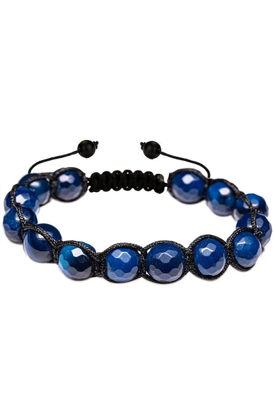 Sertifikalı Fasetli Mavi Akik Taşı Bileklik - Makrome - Resim 3