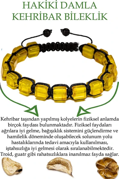 Üretici Sertifikalı Küp Kesim Şeffaf Doğal Damla Kehribar Bileklik ürün görseli
