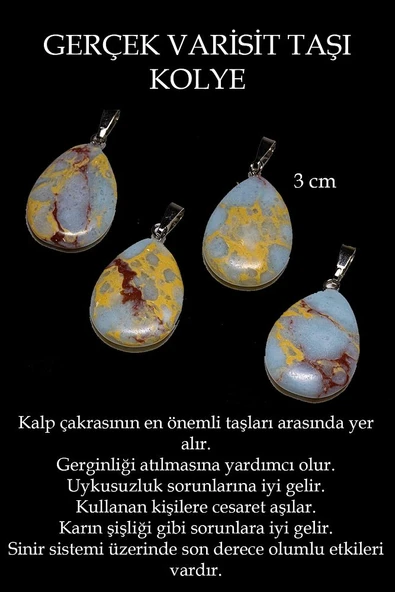 Sertifikalı Damla Model Açık Mavi Varisit Taşı Kolye (GÜMÜŞ APARATLI) - Resim 2