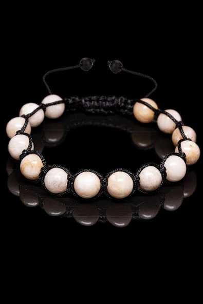 Sertifikalı Kalsit Taşı Bileklik - Makrome - Resim 3