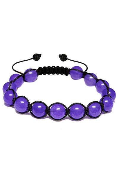 Sertifikalı Mor Akik Taşı Bileklik - Makrome - Resim 3