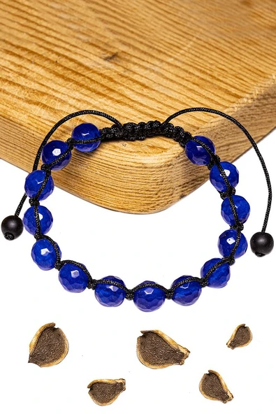 Sertifikalı Fasetli Mavi Akik Taşı Bileklik - Resim 2