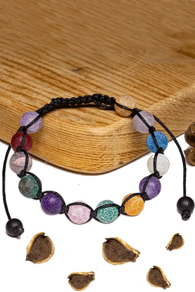 Sertifikalı Damarlı Renkli Ham Işlenmemiş Akik Taşı Bileklik - Resim 2