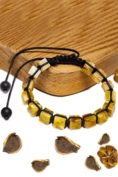 Sertifikalı Küp Kesim Sarı Doğal Damla Kehribar Bileklik (ukrayna) - Resim 3
