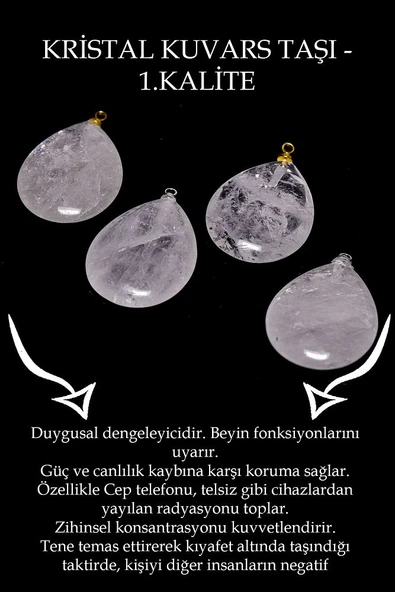 Sertifikalı Damla Model Kristal Kuvars Taşı Kolye (GÜMÜŞ APARATLI) - Resim 2
