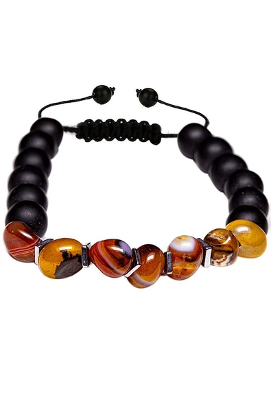 Sertifikalı Amorf Kesim Yemen Akik - Oniks Taşı Bileklik - Resim 2