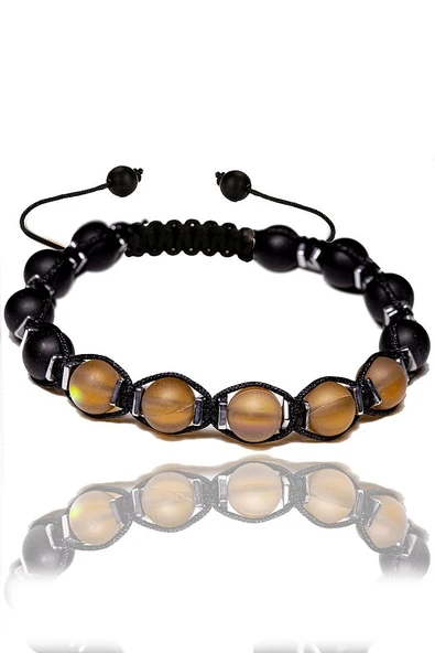 Sertifikalı Kahverengi Termal Kuvars Oniks Taşı Bileklik - Resim 3