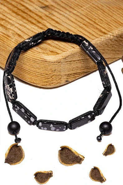 Sertifikalı Dikdörtgen Kesim Siyah Varisit Taşı Bileklik - Resim 2