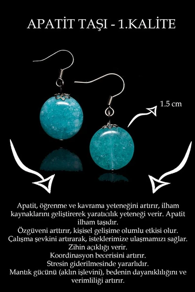 Sertifikalı Apatit Taşı Küpe - Hindistan - Resim 2