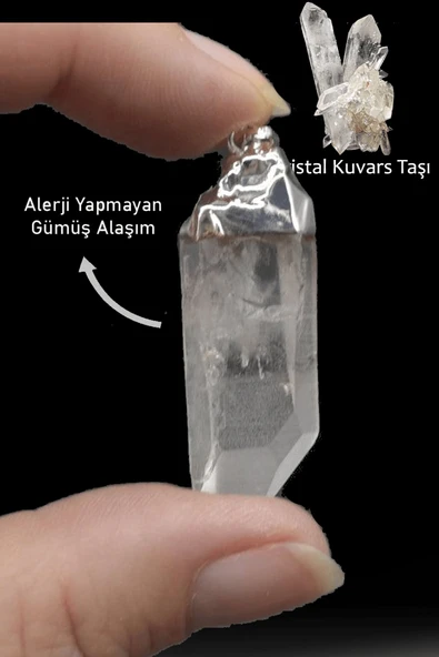 Sertifikalı Ham Işlenmemiş Kristal Kuvars Taşı Kolye - Brezilya - Resim 2