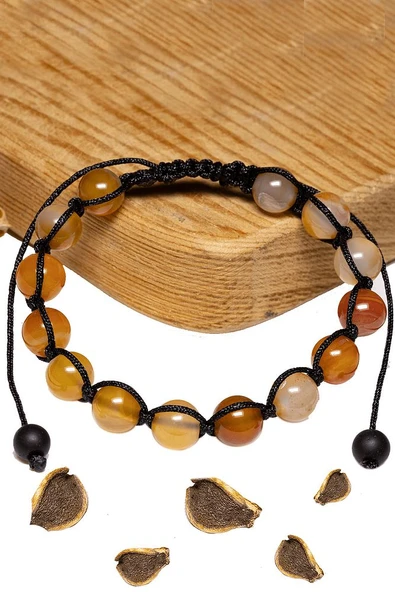 Sertifikalı Turuncu - Şeffaf Akik Taşı Bileklik - Resim 2