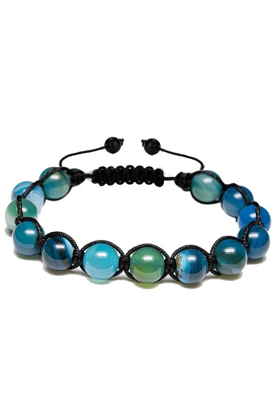 Sertifikalı Aaa Kalite Mavi Akik Taşı Bileklik - Makrome - Resim 3