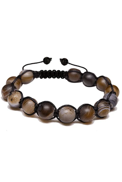 Sertifikalı Ham Işlenmemiş Kahverengi Akik Taşı Bileklik - Makrome - Resim 3