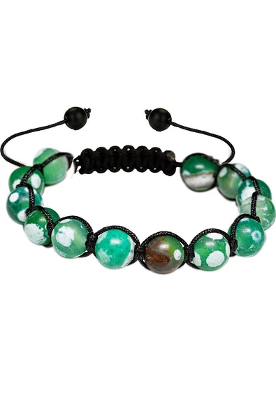 Sertifikalı Beyaz Yeşil Tibet Akik Taşı Bileklik - Resim 3