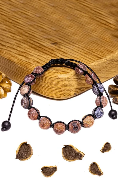 Sertifikalı Damarlı Kırmızı Akik Taşı Bileklik - Resim 2