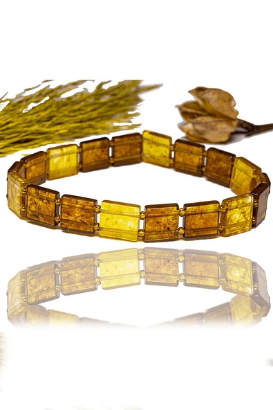 Üretici Sertifikalı Sarı Şeffaf Doğal Damla Kehribar Rolex Bileklik - Resim 3