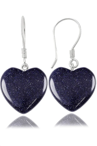 Sertifikalı Kalp Kesim Mavi Yıldız Taşı Doğal Taş Küpe - Resim 2