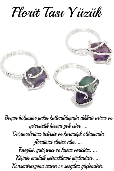 Sertifikalı Gümüş Rokoko Model Florit Taşı Yüzük - Ayarlamalı - 2