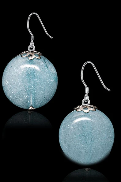 Sertifikalı Larimar Taşı Doğal Taş Küpe - 1.kalite - 2