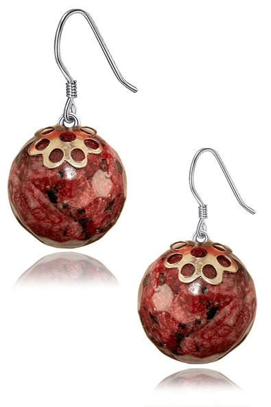 Sertifikalı Kırmızı Kuvars Taşı Doğal Taş Küpe - Resim 2