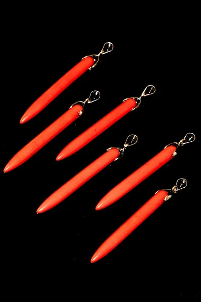 Sertifikalı Diş Kırmızı Mercan Taşı Kolye - Boyasız - Resim 2