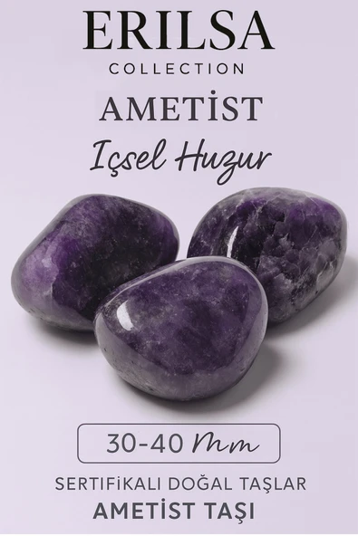 Sertifikalı Gerçek Ametist Taşı Kütle – Koyu Mor Doğal Taş Parça (30-35 mm)