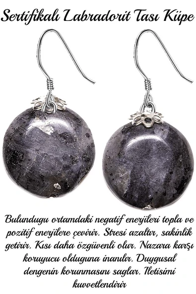 Sertifikalı Aaa+ Kalite Labradorit Taşı Doğal Taş Küpe ürün görseli