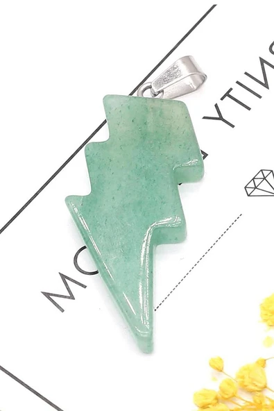 Sertifikalı Şimşek Model Aventurin Taşı Kolye - Aaa+ Kalite - Resim 3