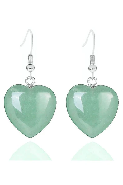 Sertifikalı Kalp Kesim Aventurin Taşı Doğal Taş Küpe - 5