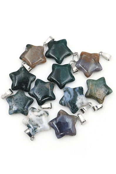 Sertifikalı Yıldız Model Hint Akik Taşı Kolye - Resim 2