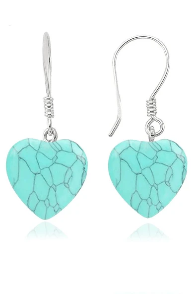 Sertifikalı Kalp Model Firuze (TURKUAZ) Taşı Doğal Taş Küpe - 2