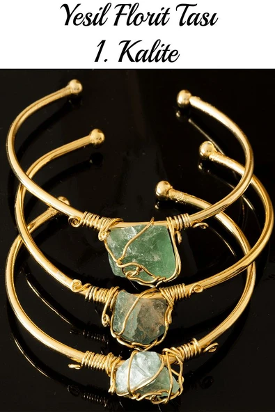 Sertifikalı Kelepçe Model Ayarlamalı Aaa Yeşil Florit Taşı Bileklik - Kararmaz - Resim 2