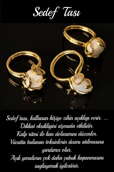 Sertifikalı Rokoko Model Sedef Taşı Yüzük - Ayarlamalı - 2