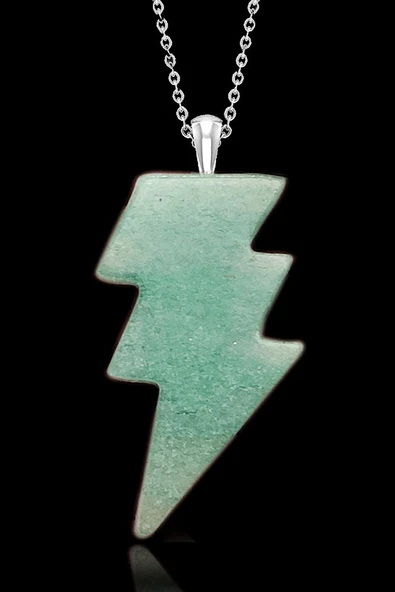 Sertifikalı Şimşek Model Aventurin Taşı Kolye - Aaa+ Kalite ürün görseli