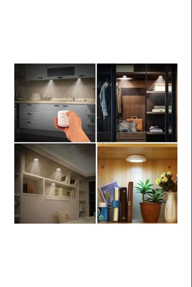 Uzaktan Kumandalı 3 Lü Spot Led Lamba Kablosuz Pilli Işıldak - Resim 2