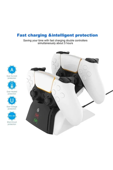 Ps5 Dualsense /ps5 Slim/ps5 Pro Gamepad Hızlı Şarj İstasyonu Çift Kol Şarj Ünitesi