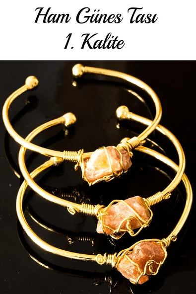 Sertifikalı Kelepçe Model Ayarlamalı Aaa Güneş Taşı Bileklik - Kararmaz - Resim 2