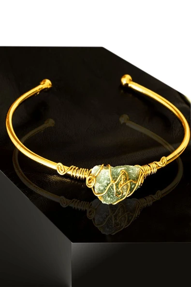 Sertifikalı Kelepçe Model Ayarlamalı Aaa Aventurin Taşı Bileklik - Kararmaz ürün görseli