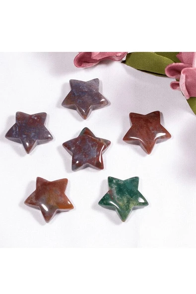 Sertifikalı Yıldız Model Hint Akik Taşı Kolye - Resim 3