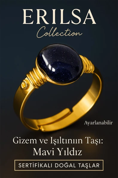 Sertifikalı Kalın Tımbıl Model Lacivert Yıldız Taşı Yüzük - Ayarlamalı ürün görseli