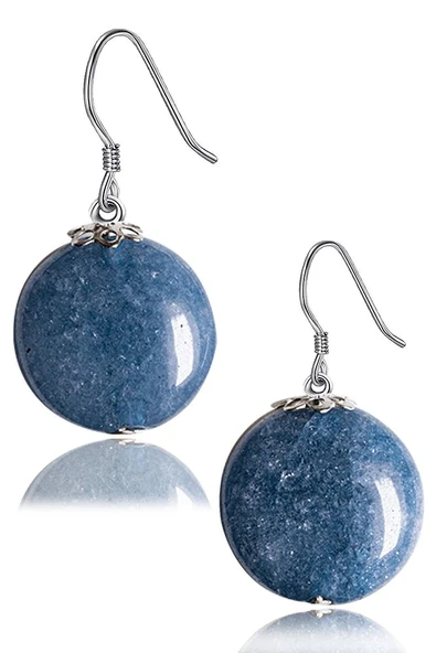 Sertifikalı Anjelit - Angelite Melek Taşı Küpe - Resim 2