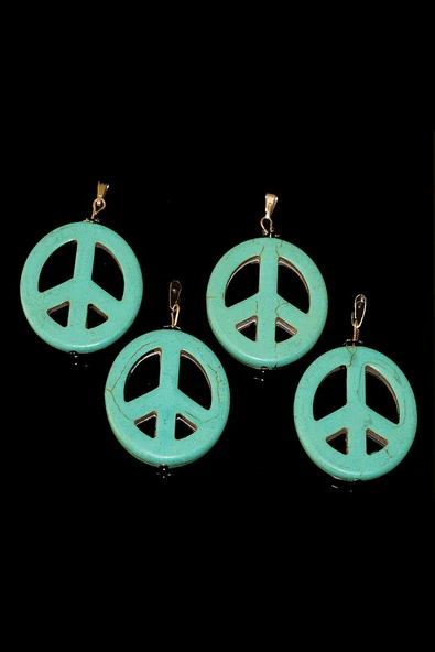 Sertifikalı Barış Sembolü 1.kalite Turkuaz Taşı Kolye - Resim 3