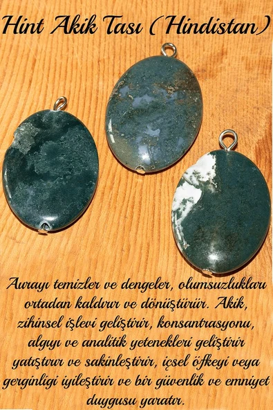 Sertifikalı Oval Model XL Hint Akik Taşı Kolye (Hindistan) - Resim 2