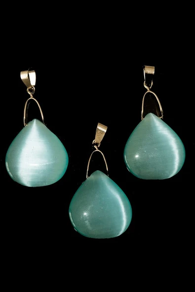 Sertifikalı Özel Kesim Mavi Kedi Gözü Taşı Kolye - Resim 3