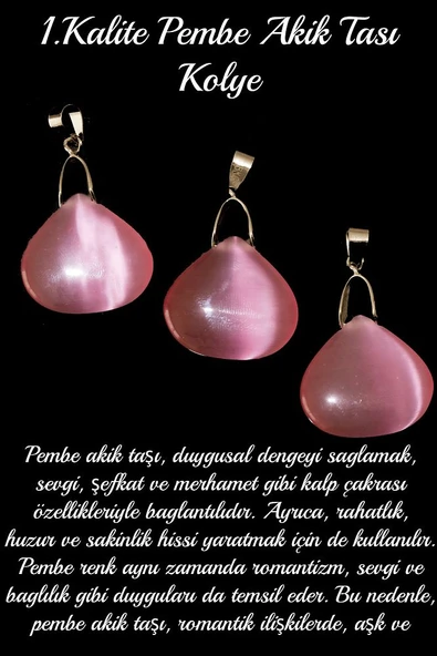 Sertifikalı Özel Kesim Pembe Kedi Gözü Taşı Kolye - Resim 3