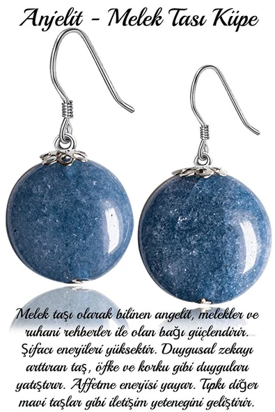 Sertifikalı Anjelit - Angelite Melek Taşı Küpe ürün görseli